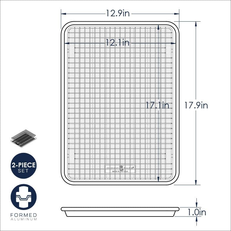 Nordic Ware Half Sheet Pan - Oven Safe Grid Design for Even Baking | Natural Finish