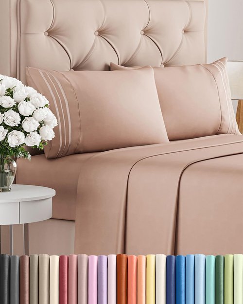 Cal King Size 4 Piece Sheet Set - Comfy Breathable & Cooling Bed Sheets Set - Hotel Luxury Bedding for Women, Men, Kids, Teens, Boys & Girls - Deep Pockets, Ultra-Soft, Wrinkle Free - Oeko-Tex - Mauve