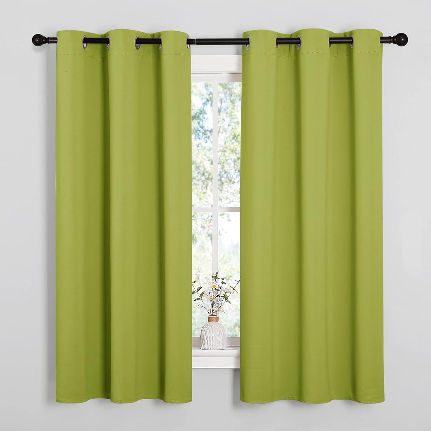NICETOWN Thermal Insulated Blackout Curtains - Decorative Grommet Drapes for Kids' Room | Fresh Green, 42 x 63 Inches