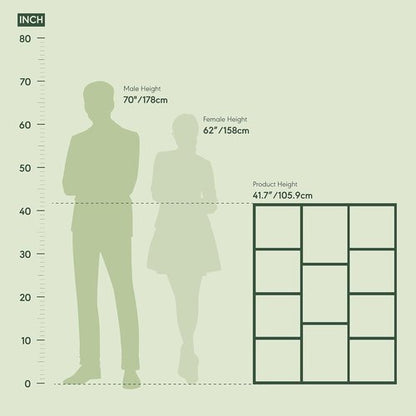 Furinno LUDER 11-Cube Bookshelf - Reversible Design for Easy Assembly | White/Green, 9.4 x 29.1 x 41.7