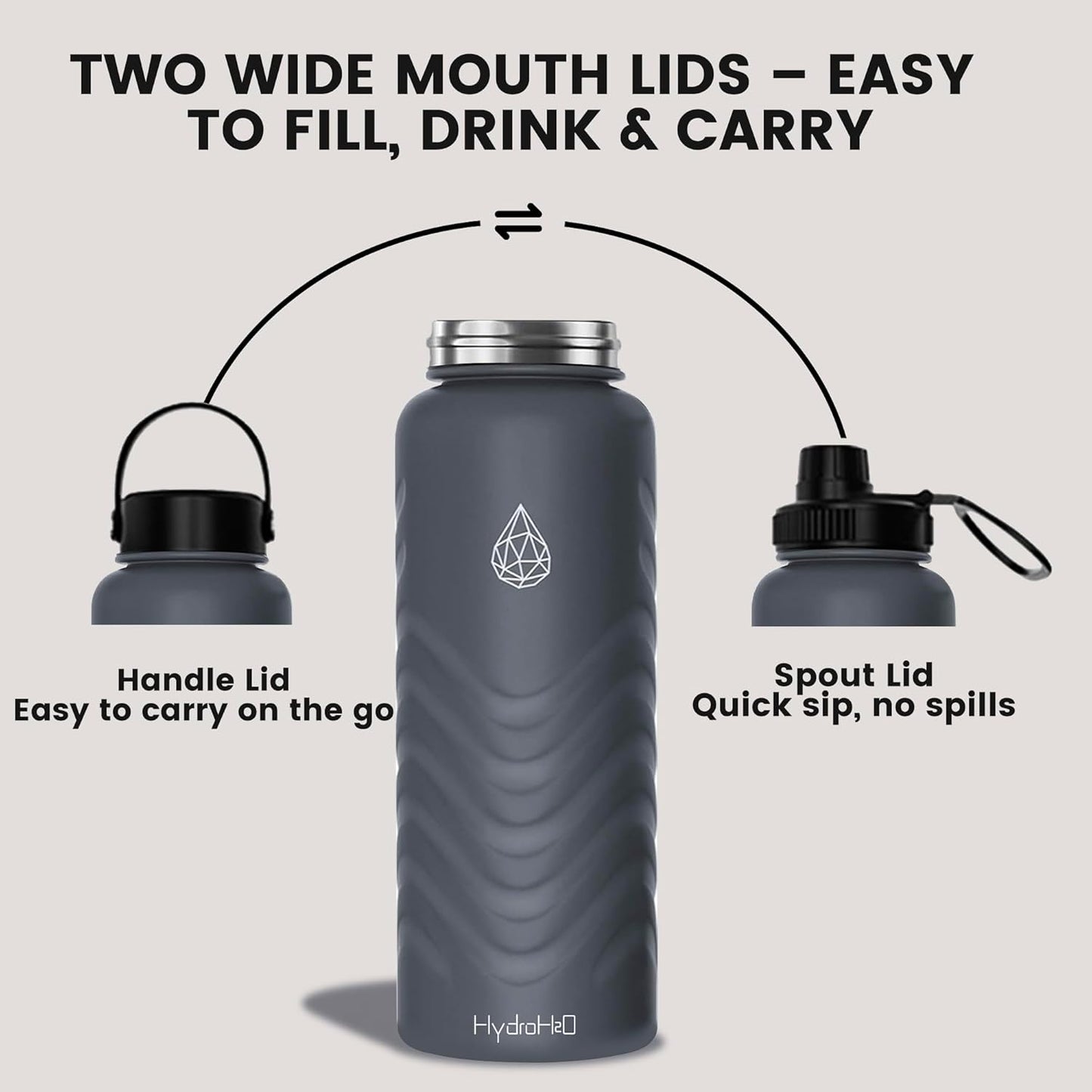 Skiennix 24oz Stainless Steel Insulated Water Bottle - 48H Cold & 24H Hot, Leak-Proof, BPA-Free | Grey