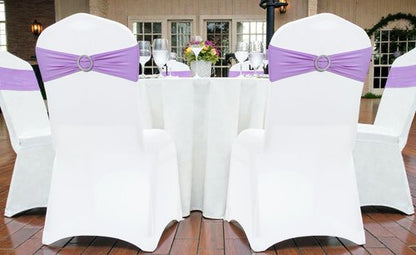 MDS Spandex Chair Sashes - Premium Stretch Covers with Buckle Slider for Weddings & Events | Lavender, Pack of 50