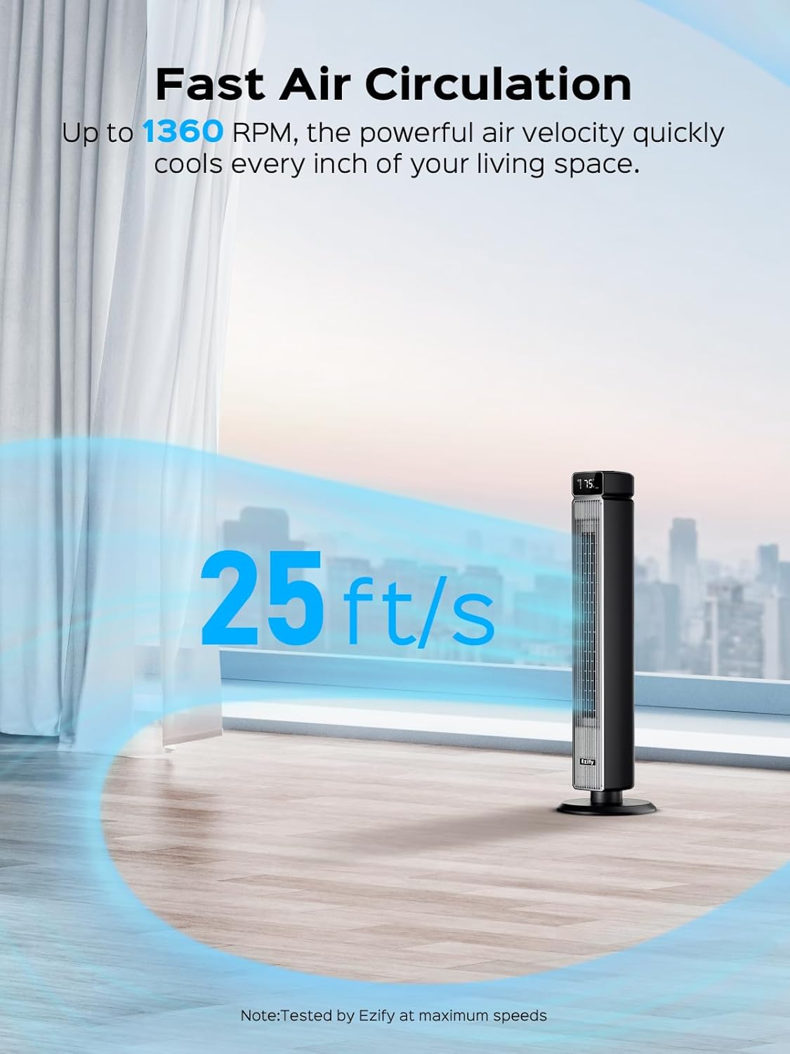 Tower Fan - 40-Inch Oscillating Cooling Fan with Remote, 30dB Quiet Operation, 6 Speeds & 12H Timer
