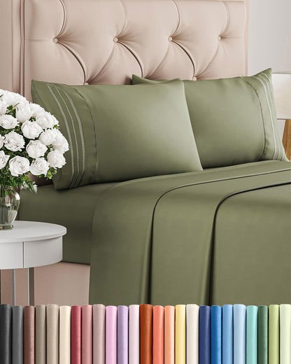 Queen Size 4 Piece Sheet Set - Comfy Breathable & Cooling Bed Sheets Set - Hotel Luxury Bedding for Women, Men, Kids, Teens, Boys & Girls - Deep Pockets, Soft and Wrinkle Free - Oeko-Tex - Sage Green