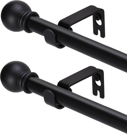 GXOACKJ Heavy-Duty Black Curtain Rods - 2 Pack for Windows 66 to 120 Inches | 5/8 Inch Metal Design