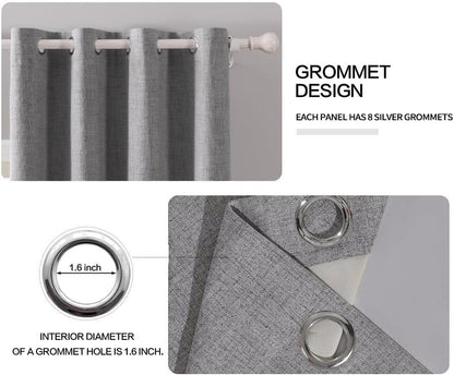 MIULEE Blackout Curtains - 100% Thermal Insulated Linen Texture - Grey Room Darkening Drapes | 52x120 Inch (2 Panels)