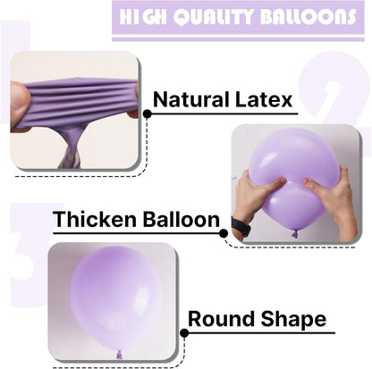 PartyWoo Lavender Balloons - 127-Piece Pack in Light Pastel Purple | Perfect for Baby Showers & Birthday Parties