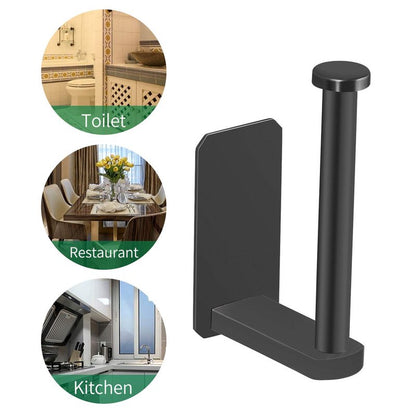 VAEHOLD Self Adhesive Toilet Paper Holder Kitchen Washroom Adhesive Toilet Roll Holder No Drilling for Bathroom Stick on Wall Stainless Steel Brushed Black