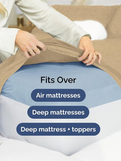 Extra Deep Full Sheet Set - 6 Piece Breathable and Cooling Sheets - Hotel Luxury Bedding for Women, Men, Kids & Teens - Easy & Secure Fit - Soft and Wrinkle Free - Extra Deep Pockets - Heathered Tan