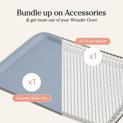 Our Place Wonder Oven Essentials Kit - Extra Air Fryer Basket & Nonstick Bake Pan | Eco-Friendly, Oven Safe | Blue Salt