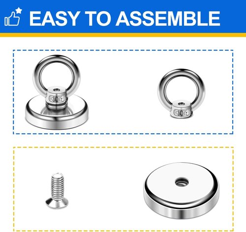 Magnetic Hooks - 60 lbs Pulling Force Rare Earth Hooks with Countersunk Hole | 10 Pack for Home & Office
