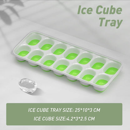 Skiennix Ice Cube Tray Set - 3 Durable Stackable Trays with Lids for Easy Ice Release | 42 Cubes