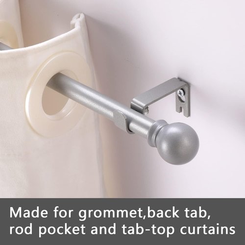 GXOACKJ Silver Curtain Rods - Heavy Duty 5/8 Inch Metal Set for Windows 48 to 84 Inches | 2 Pack with Brackets