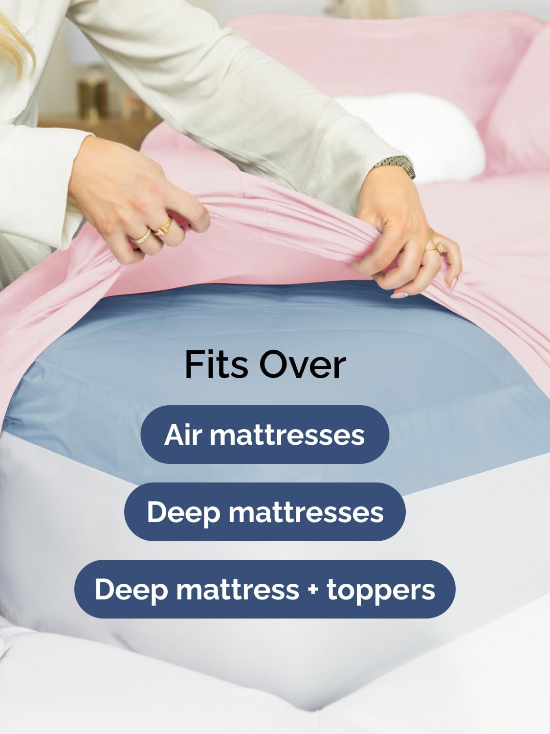 Skiennix Extra Deep Split King Sheet Set - 7 Piece Cooling Bedding - Soft, Wrinkle-Free Lavender Pink