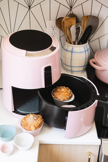 Skiennix Reusable Silicone Baking Cups - BPA-Free Muffin Liners, Mini Size, 24 Pack, Pink/Gray/Blue