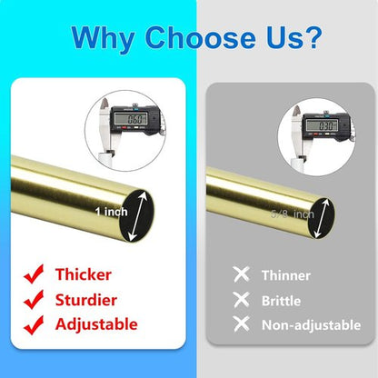 Byondeth Adjustable Curtain Rods - 16 to 200 Inches, 1 Inch Diameter, Elegant Gold Finish