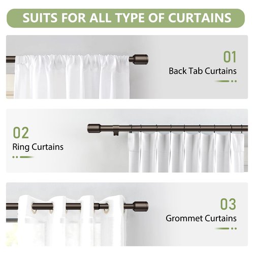 5/8” Diameter Curtain Rods 30-45 Inch, for 30-39 Inch Windows, Adjustable Splicing Bronze Curtain Rods for Windows with Brackets, Window Rod Long Small Curtains Rod