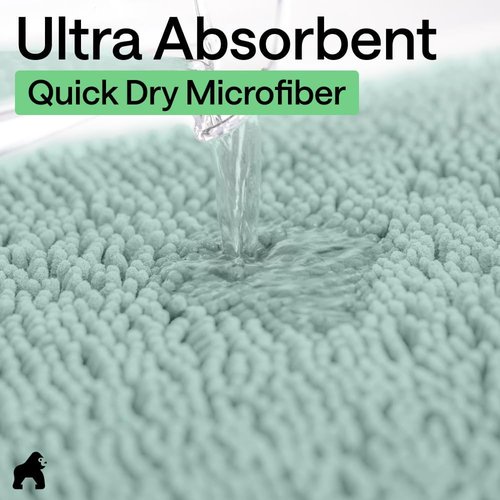 GORILLA GRIP Bath Rug Mat - Soft Absorbent Chenille | Quick-Dry Microfiber | 30x20, Seablue