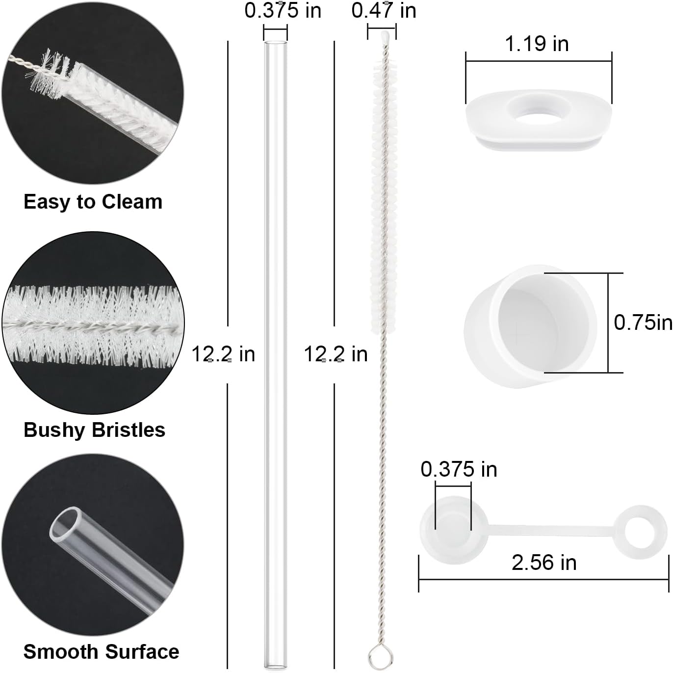 Stanley Replacement Straw Set - 6 Straws with Cleaning Brush & 4 Color Leak-Proof Plugs | Compatible with 40 oz & 30 oz Tumblers