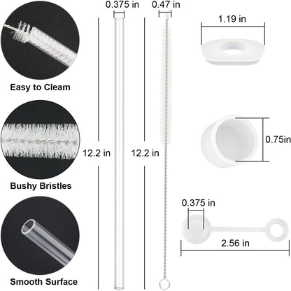 Stanley Replacement Straw Set - 6 Straws with Cleaning Brush & 4 Color Leak-Proof Plugs | Compatible with 40 oz & 30 oz Tumblers