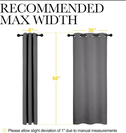 NICETOWN Grey Blackout Curtain Panels - Thermal Insulated Grommet Top Draperies | 2 Panels, W42 x L68-inch