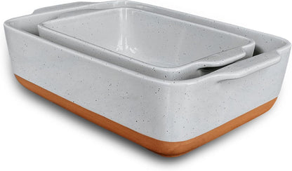Mora | Ceramic Baking Dishes Set of 2 - Versatile Casserole & Loaf Pans, 7x11 in, Grey Porcelain