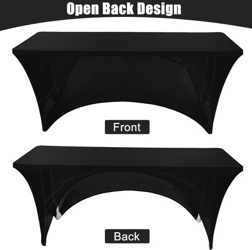 Fivenl 2 Pack Spandex Tablecloths - Black Stretch Fitted Covers for 6FT Tables | Washable & Durable