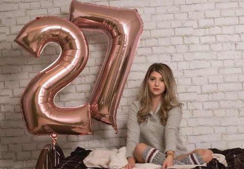 27 Balloon Number - Rose Gold Foil Birthday Decoration for Men & Women | Large 27th Celebration