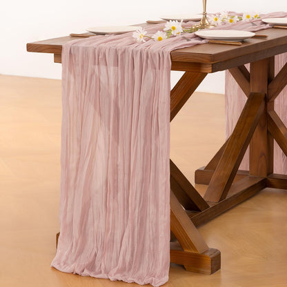 Socomi Pink Table Runner - 14FT Boho Rustic Cheesecloth for Spring Easter Wedding & Baby Shower Decor