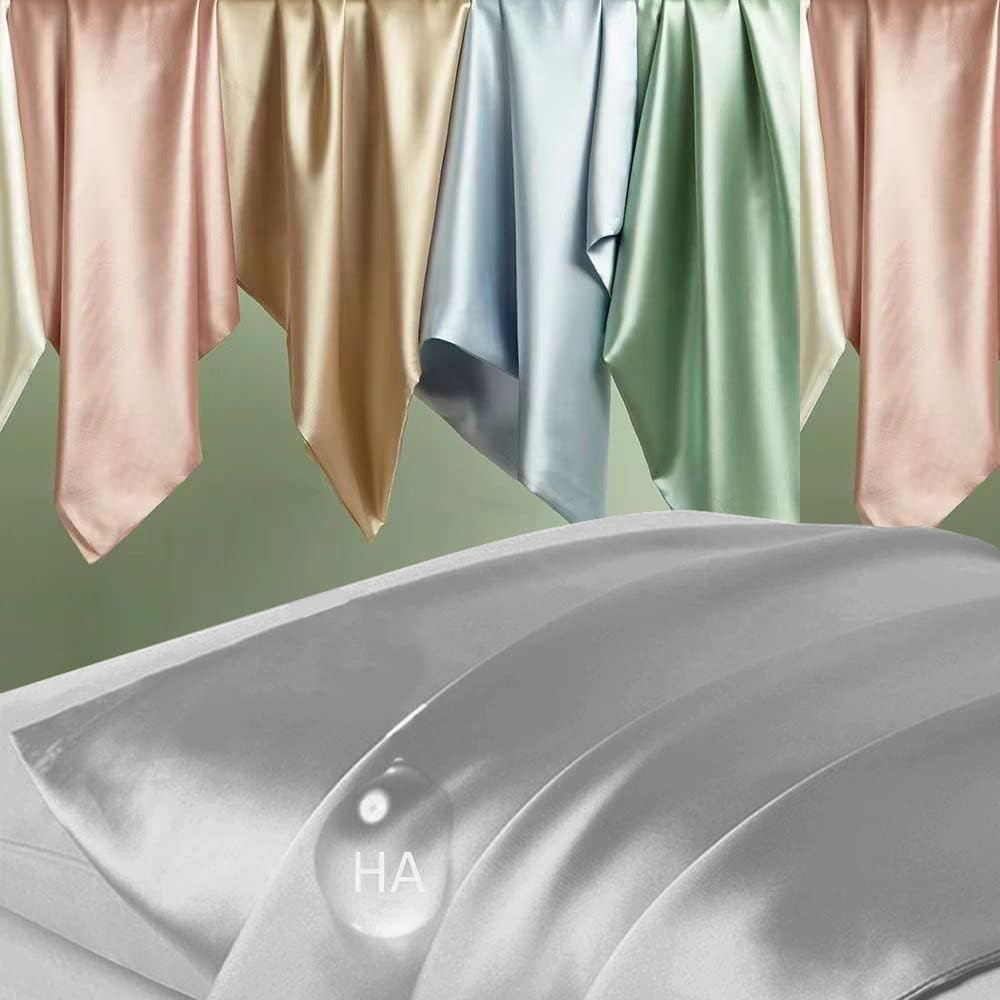 Mulberry Silk Pillowcase - Soft Anti-Acne Cooling Sleep Cover | Standard Size, Grey, Hidden Zipper