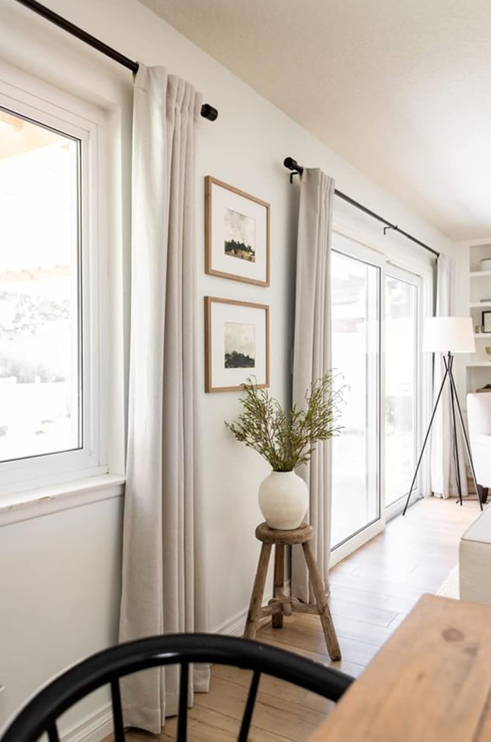 Skiennix 100% Blackout Linen Curtains - Thermal Insulated Drapes for Bedroom | 50" W x 120" L, Cream, 2 Panels Set