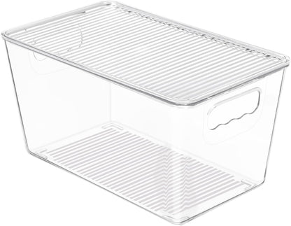 Vtopmart Clear Stackable Storage Bins - Medium Plastic Containers with Lids for Pantry & Kitchen Organization