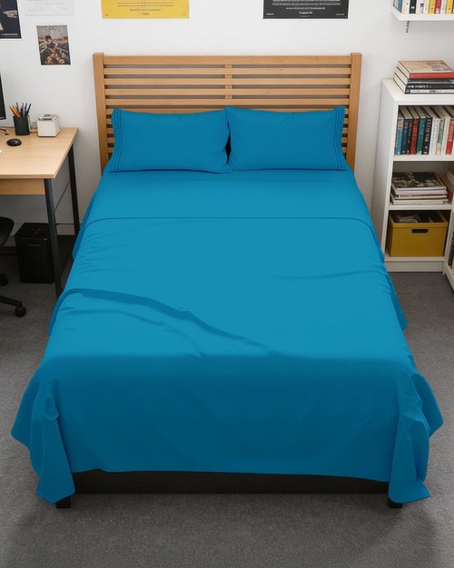 Full XL Bed Sheet Set by [Brand Name] - 4-Piece Soft, Breathable & Cooling Luxury Bedding - Deep Pockets, Fade & Wrinkle Free - Denim Blue