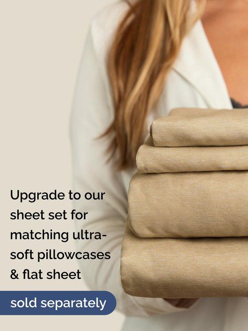Extra Deep King Fitted Sheet - Hotel Luxury Single Fitted Sheet Only - Easily Fits 18 inch to 24 inch Mattress - Ultra Soft, Wrinkle Free with Extra Deep Pockets - Breathable & Comfy - Heathered Tan