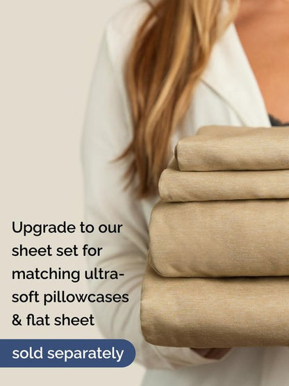 Extra Deep King Fitted Sheet - Hotel Luxury Single Fitted Sheet Only - Easily Fits 18 inch to 24 inch Mattress - Ultra Soft, Wrinkle Free with Extra Deep Pockets - Breathable & Comfy - Heathered Tan