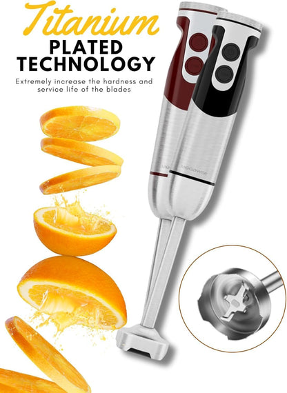 MegaWise Pro Immersion Hand Blender - 5-in-1 with Powerful Motor & 12 Speeds | Black Finish