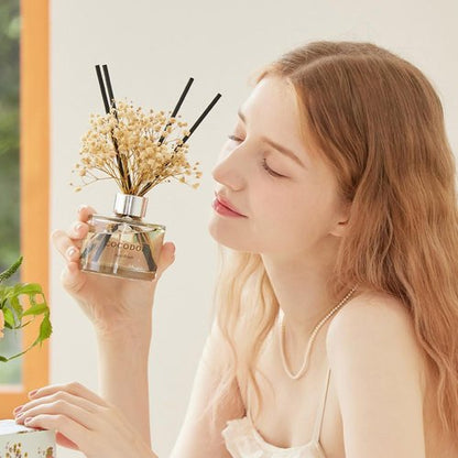 COCODOR Flower Reed Diffuser Set / 6.7oz / Clean Linen/Scent Diffuser with Sticks Home Fragrance Reed Diffuser for Bathroom Shelf Decor