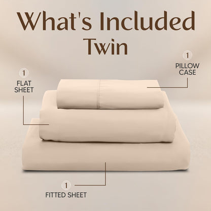 Utopia Bedding Twin Sheet Set - Soft & Breathable 3-Piece Microfiber Bed Sheets | Oeko-Tex Certified (Beige)