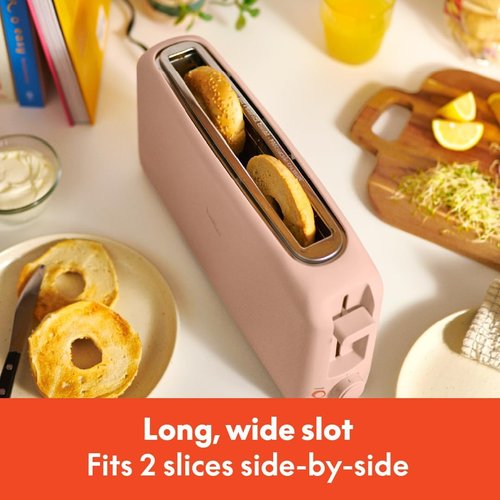 Bella 2 Slice Slim Toaster - 6 Shade Settings with Reheat & Cancel | Fits Sourdough, 10” Long Slot, Blossom
