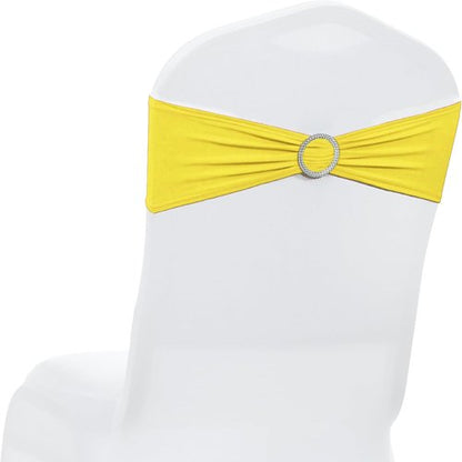 MDS Spandex Chair Sashes - Universal Fit Elastic Stretch Bands with Slider Bow | Pack of 250 - Yellow