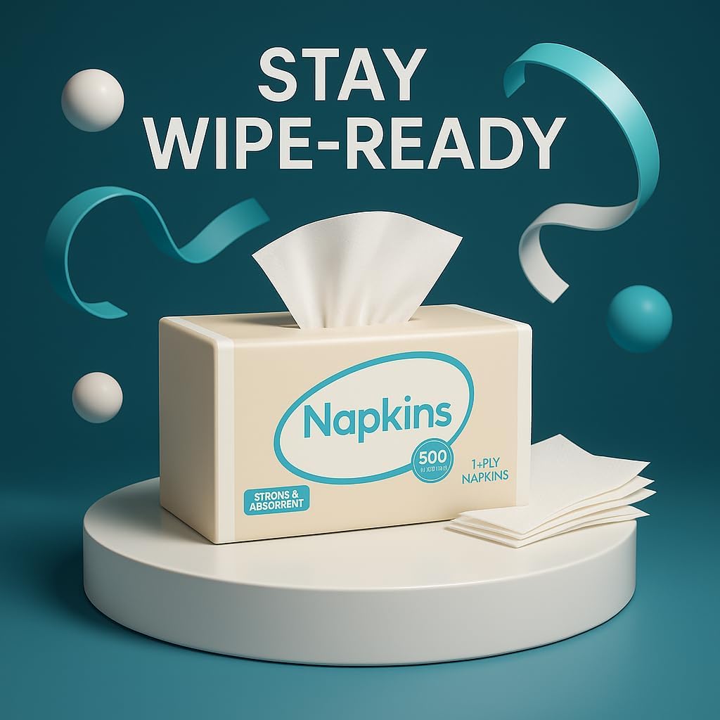 White Disposable Paper Napkins by [Brand Name] - 500 Count Soft Napkins for Home, Parties & Events