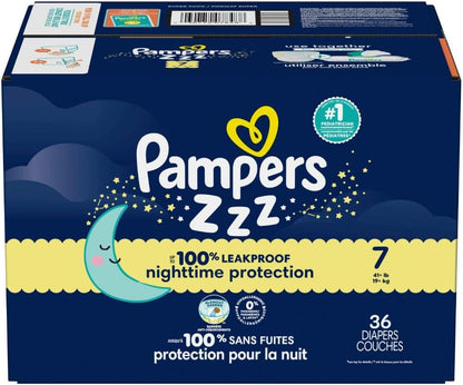 Pampers ZZZ Overnight Diapers - Size 7 (41+ lbs) | 36 Count for Ultimate Nighttime Protection