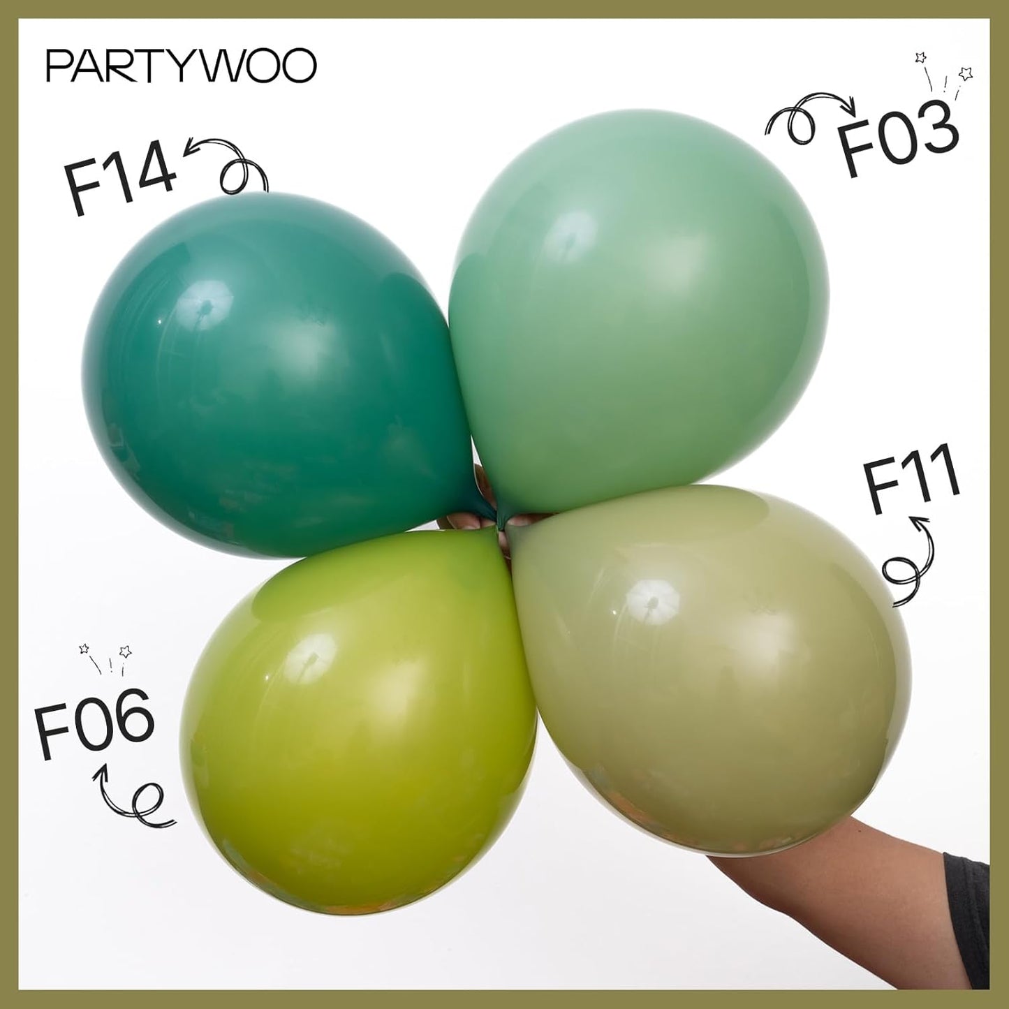 PartyWoo Sage Green Balloons - 152-Piece Latex Balloon Arch Kit for Weddings & Birthdays | Various Sizes