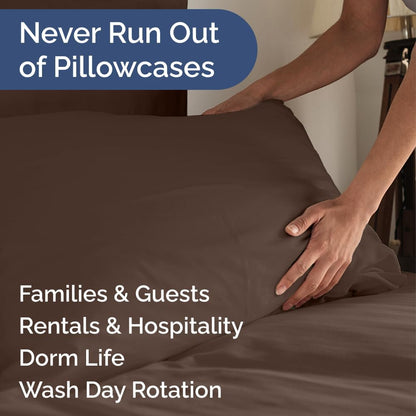 Ultra Soft Queen Pillow Cases by [Brand Name] - Hotel Quality, Wrinkle-Free & Easy-Care - 10 Pcs Set in Brown