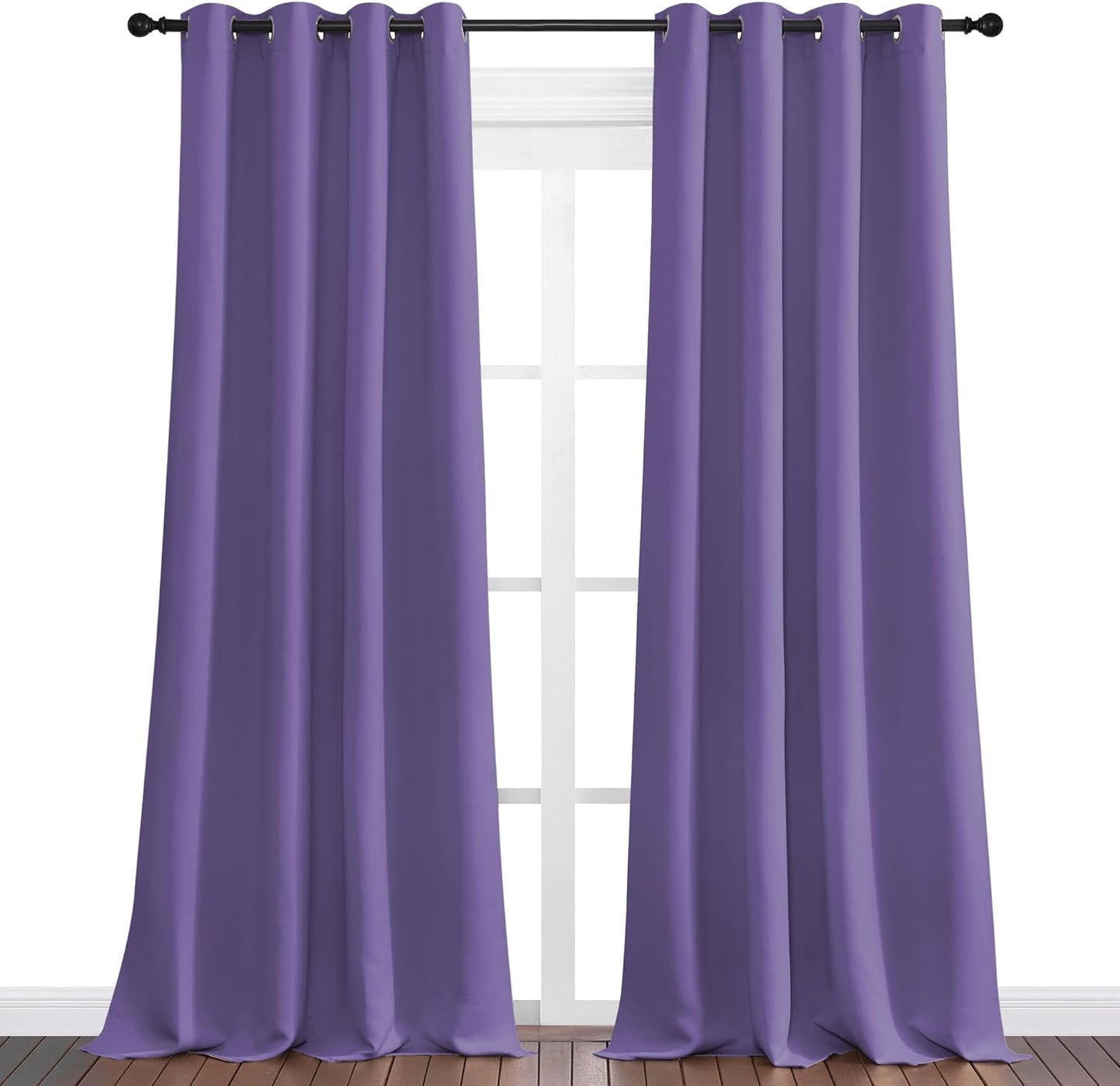 NICETOWN Lilac Purple Blackout Curtains - 90" Long, Sound Reducing & Heat Blocking | 55" Wide, 2 Panels