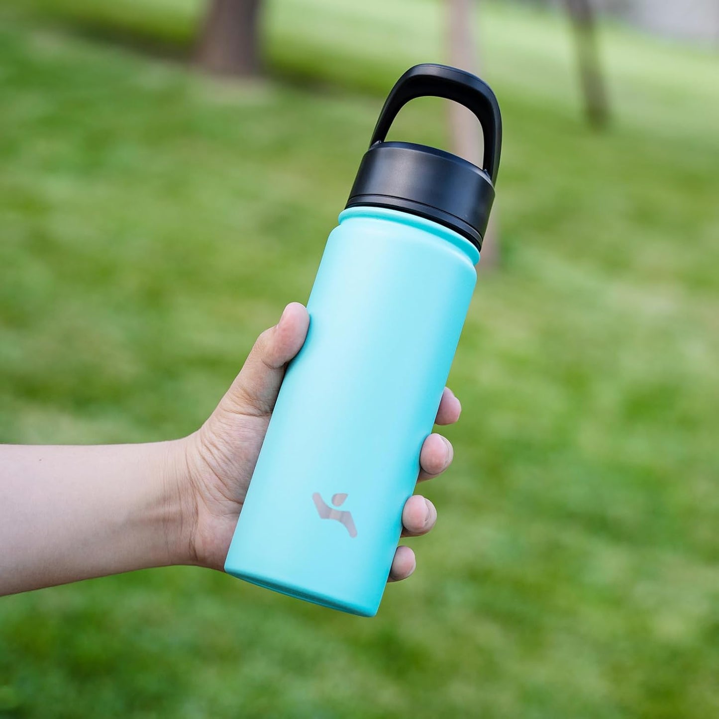 Skiennix Insulated Water Bottle - 18oz Stainless Steel Flask with Straw & 3 Lids | Turquoise