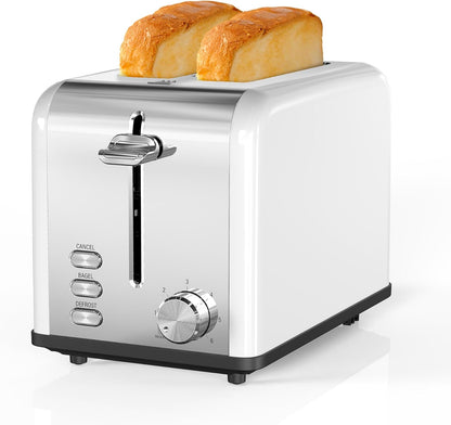 Simple Deluxe 2-Slice Toaster - 6 Browning Settings, Extra Wide Slot & Removable Crumb Tray - White