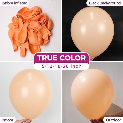 Bezente Pastel Orange Latex Balloons - 150 Pack 5-Inch Matte Light Orange for Parties & Events