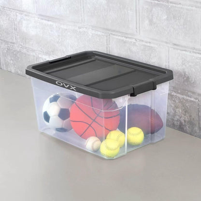 Regine Switzerland 76 Quart Clear Plastic Storage Bins - Durable Latch Lid for Office & Garage Organization | Dark Gray (2 Pack)