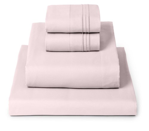 Mellanni California King Sheets Set - 4 PC Iconic Collection Bedding - Hotel Luxury, Extra Soft, Cooling Bed Sheets - Wrinkle, Fade, Stain Resistant (Cal King, Blush Pink)